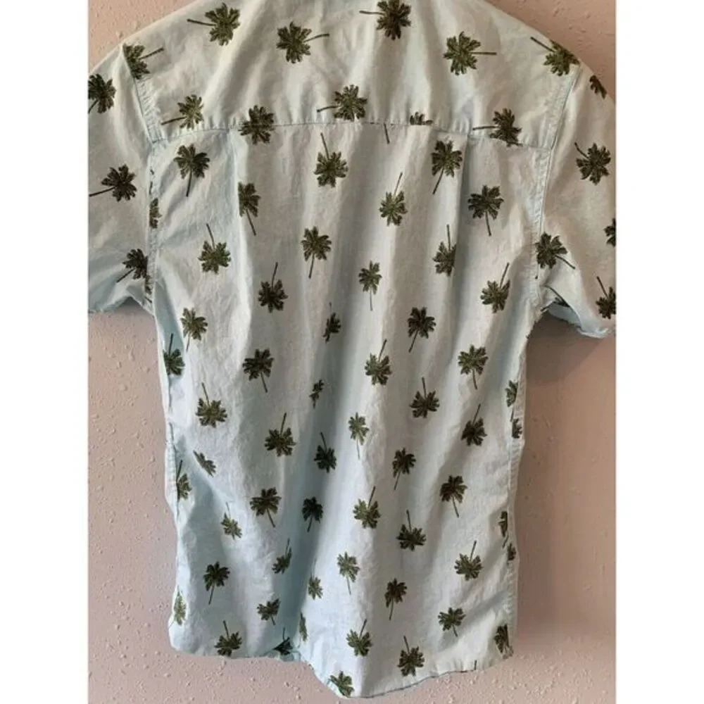 Haggar Clothing Stretch Short Sleeved Button Up‎ Shirt Small Palm Trees Tropical - Picture 2 of 5